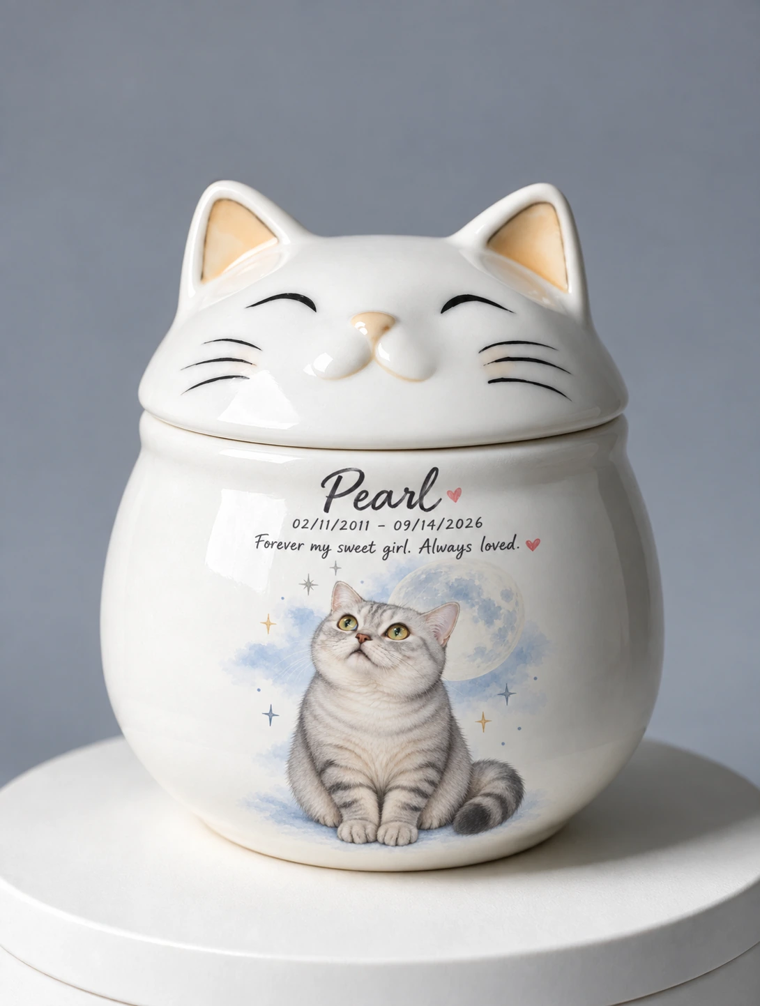 Pearl personalized cat memorial